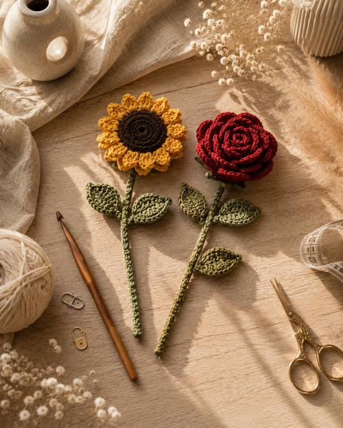 Rose and sunflower